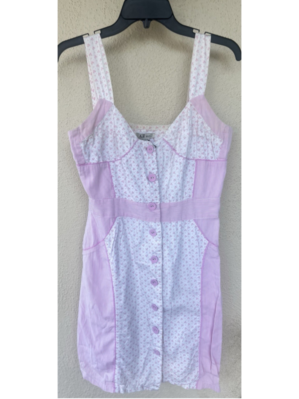 VTG AZwell Floral Patchwork Button Front Midi Dress Cottage Tradwife Coquette